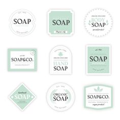 soap labels and stickers on a white background