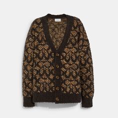 COACH® | Signature Cardigan I Fall To Pieces, French Wardrobe, Organza Lehenga, Fashionable Work Outfit, Brown Cardigan, Coach Outlet, V Neck Cardigan, Get Dressed, Cardigans For Women