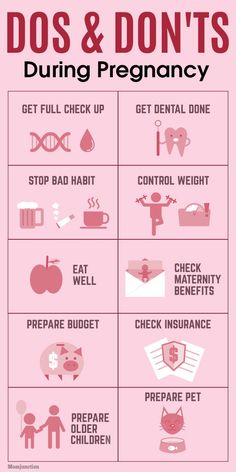 a pink poster with the words do's and don'ts during pregnancy