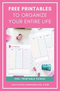 Weekly Planning Printable, free printables to organize your life Organizing Sheets, Farm Organization, Budget Binder Printables, Office Organizing, Organizational Printables