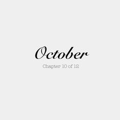 the word october written in black ink on a white background