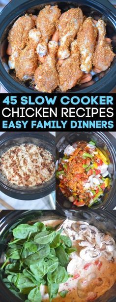 the four slow cooker chicken recipes are easy to make and ready in less than 30 minutes