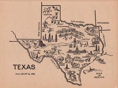 an old map of texas showing the towns and roads