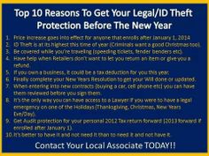 a blue and yellow sign that says, top 10 reasons to get your legal / id their protection before the new year