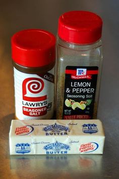 ingredients for lemon and pepper shaker sitting on a counter top next to each other