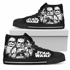 Find Gift Idea For Fans, Stormtrooper Black Style Printed High Top Shoes. on eBay in the category Clothing, Shoes & Accessories>Women>Women's Shoes>Comfort Shoes. Star Wars Shoes, Shoes Star, Sneakers High Top, Mens High Tops, Black High Tops, Shoe Gifts, Trendy Sneakers, High Top Shoes, Classic Silhouette