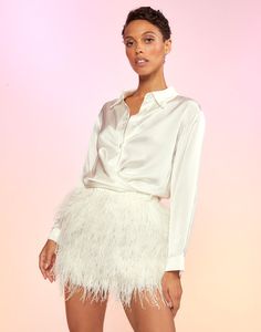 Feather Skirt White Feather Skirt, Feather Mini Skirt, Silk Mini Skirt, Feather Skirt, Knee Skirts, Night Night, White Feathers, Ostrich Feathers, Fall Skirts