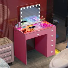 • Makeup vanity desk with 6 storage drawers： This vanity table has 6 drawers for you to store different things conveniently. • Build-in LED light strip：The desktop is surrounded by RGB LED strips to provide you with cool lighting Bluetooth Mirror, Makeup Vanity Desk, Rgb Lights, Make Up Desk Vanity, Bedroom Furniture Stores, Vanity Desk, Bedroom Furniture Dresser, Bedroom Mirror, Light Strip