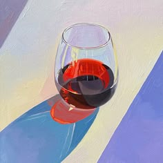 a painting of a glass of red wine