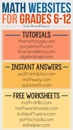 a poster with the words math worksheets for grade 6 - 12 on it