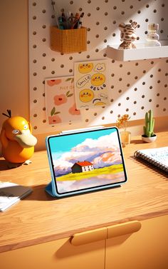 an apple computer sitting on top of a wooden desk