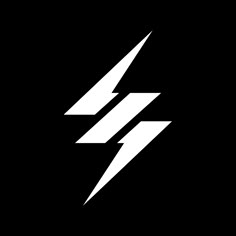 two white lightning bolts on a black background