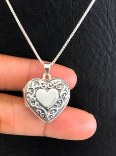 Victorian Heart Locket Necklace, Sterling Silver Locket Pendant, Heart Locket Necklace, Photo Locket Cute Silver Necklaces, Heart Locket Necklace Silver, Silver Heart Locket, Locket Jewelry, Necklace Photo, Silver Locket Necklace, Silver Model, Necklace With Pendant, Sterling Silver Locket