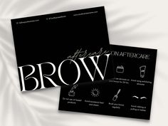 two black and white brochures with the words brow on them