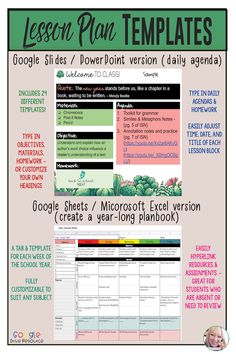 lesson plan template for google slides / powerpoint version day - by - day agenda