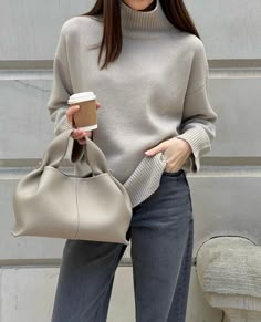 Taupe Bag Outfit, Taupe Outfit, Dhgate Finds, Polene Bag, Bag Outfit, Elegant Outfit, Minimal Fashion