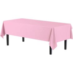 a pink table cloth with black legs