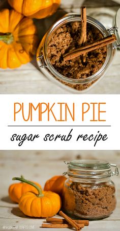 pumpkin pie sugar scrub recipe in a glass jar