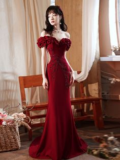 Product information: Fabric name: Polyester Color: wine red (small trailing), wine red (floor length) Waist type: high waist Size: XS,S,M,L,XL,XXL,XXXL,4XL custom no return, 5XL custom no return Applicable Gender: Female Popular elements: solid color Note: 1. Asian sizes are 1 to 2 sizes smaller than European and American people. Choose the larger size if your size between two sizes. Please allow 2-3cm differences due to manual measurement. 2. Please check the size chart carefully before you buy Red Long Prom Dress, Beaded Mermaid, Long Formal Dress, Color Rush, Fishtail Dress, Elegant Bride, Evening Dresses For Weddings, Women's Evening Dresses, Black Prom Dresses