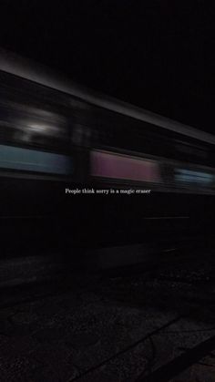 a train traveling down tracks at night with the words people think they're in a magic encounter