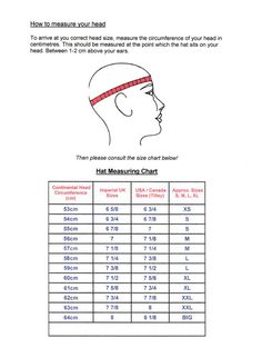 the measurement chart shows how to measure your head