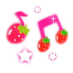 an image of a music note with strawberries and stars in the background on a white background