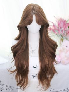 Get the perfect mix of sophistication and playfulness with our wavy long synthetic wig in a rich brown shade. This stunning wig features stylish curtain bangs that add a touch of effortless charm to your look.   Please note that this product includes only the wig. Garment Size SizeFree SizeHair Length65-70 Long Middle Part Hair, Aesthetic Long Hair, Long Hairstyles With Curtain Bangs, Brown Hair Wig, Hairstyles Wigs, Hair Wig, Sunkissed Hair Brunette, Softball Hairstyles, Hair Inspiration Long