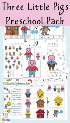 three little pigs preschool printable pack with pictures and instructions to make them look like they are