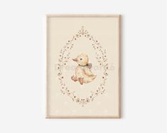 a cross stitch pattern with a duck in a frame