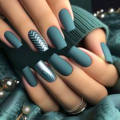 Wave Nails, Green Nail Designs, Matte Nails Design, Blush Nails, Blue Nail, Trendy Nail Design, Fabulous Nails, Nail Designs Spring