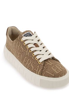 40% Cotton, 100% Rubber, 60% Polyester Versace Fw23, Versace Shoes Women, Versace Sneakers, Versace Shoes, Gucci Hat, Versace Brand, Prada Leather, Low Top Sneakers, Italian Luxury