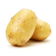 two potatoes sitting next to each other on a white surface