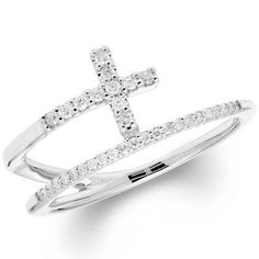 0.16 CT. T.W. Diamond Cross Ring in Sterling Silver Cross Diamond Ring, Love And Faith, Radiant Diamond, Sam's Club, Diamond Cross, Cross Ring, Jewelry Rings Diamond, Sterling Silver Cross, Silver Cross