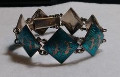 "Vintage rare sterling silver siam cloisonne with oriental scene bracelet measures 8\" x 1.25\" wide a cool piece to add in your fine jewelry collection." Silver Bracelet With Inlay For Collectors, Formal Silver Bracelets With Inlay, Silver Enamel Bracelet, Scene Bracelet, Scene Bracelets, Slide Bracelet, Silver Link Bracelet, Citrine Stone, Pretty Bracelets