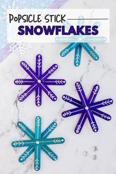 These Popsicle Stick Snowflakes are such a fun craft for the winter season and is great for kids of all ages! All you need are colored craft sticks, metallic marker and some rhinestones!