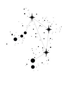 an abstract black and white image of stars in the sky, with dots on them