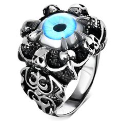 Stainless Steel Men's Dragon Claw Evil Eye Ring Surface Width: 20 Mm Stainless Steel Jewelry Is Hypoallergenic And Remarkably Durable. It Doesn’t Scratch Easily Or Dull And It Doesn’t Tarnish Because Of Its Resistance To Corrosion. The Ion Plating Modern Technology Makes It Last Forever. Stainless Steel Jewelry Has A Great Look And Makes A Fabulous Gift For Every Occasion. Men Rings, Eye Band, Punk Rock Jewelry, Eye Rings, Hippie Stil, Mens Stainless Steel Rings, Dragon Claw, Rings Accessories, Retro Styles