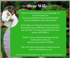 an image of a man and woman in their wedding attire with the words dear wife