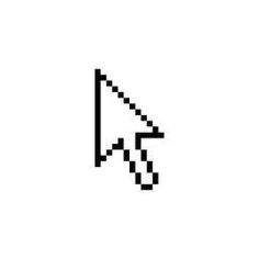 a pixelated black and white image of a hand holding a computer mouse with an arrow pointing to the left