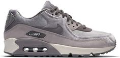 Nike 90 Velvet Gunsmoke (W) Airmax Shoes, Cool Trainers, Air Max 90 Premium, White Running Shoes, Nike Air Shoes, Nike Shoes Air Max, Cute Nike Shoes, Cute Nikes, Nike Air Max 90