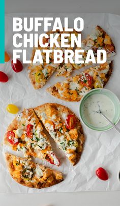 These Buffalo Chicken Flatbread pizzas are a quick and easy dinner recipe that uses simple ingredients like Sangria® Medley Tomatoes, but packs in tons of flavor! #sangria #medleytomatoes #greenhousegrown #flatbread #pizzaideas #kidapprovedrecipes #healthyrecipes #flavorUP #LiveDeliciously Buffalo Chicken Flatbread Pizza, Kale Pasta Salad, Buffalo Chicken Flatbread, Roasted Chickpea Salad, Chicken Flatbread Pizza, Flatbread Pizzas, Tomato Pasta Salad, Tomato Caprese, Tomato Basil Chicken