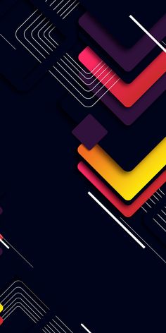 an abstract background with lines and shapes in purple, red, yellow and orange colors