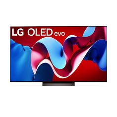 the lg oleed ev tv is shown in red and blue waves on it's screen