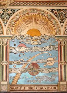 Planets And Stars, The Creation, Planets, Mural, Sun, Stars, Building, Art