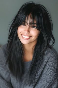 30 Beautiful Long Layered Hair with Bangs Ideas - The Hairstyle Edit Long Shag Haircut Before And After, Long Haircuts Over 50, Long Fringe Middle Parting, Long Hairstyles Long Bangs, Sweep Bangs Long Hair, Long Hair With Layers And Fringe, 70s Long Hair With Bangs, Wing Bangs Hair, Women’s Long Layered Haircut