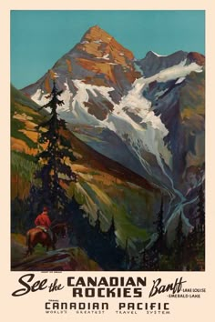 an old canadian pacific railway poster hangs on the wall