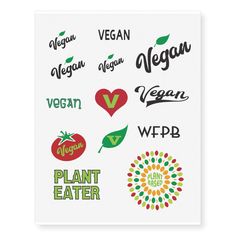 Vegan variety pack Temporary Tattoos Gender: unisex. Age Group: adult. Vegan Potluck, Leaf Symbol, Plant Eater, Whole Food Plant Based, Note Tattoo, Heart Symbol, Baby Oil, Beauty Tattoos