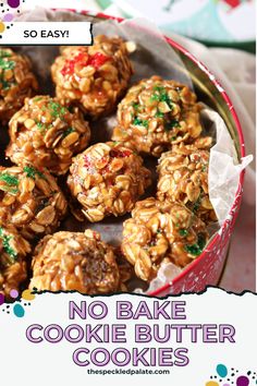 no bake cookie butter cookies in a red bowl