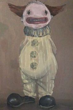 a painting of a cow wearing a yellow shirt and black shoes with its mouth open