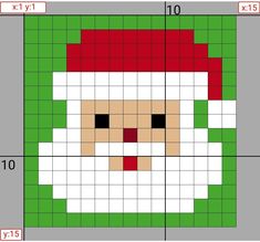 a cross stitch pattern with a santa claus face on the front and bottom, as well as numbers